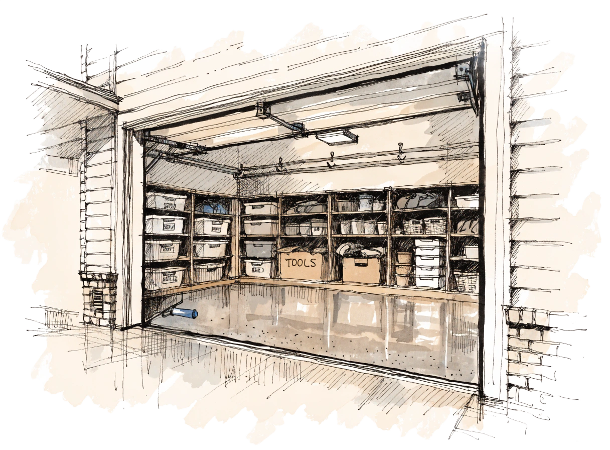 Illustration of a finished epoxy garage floor